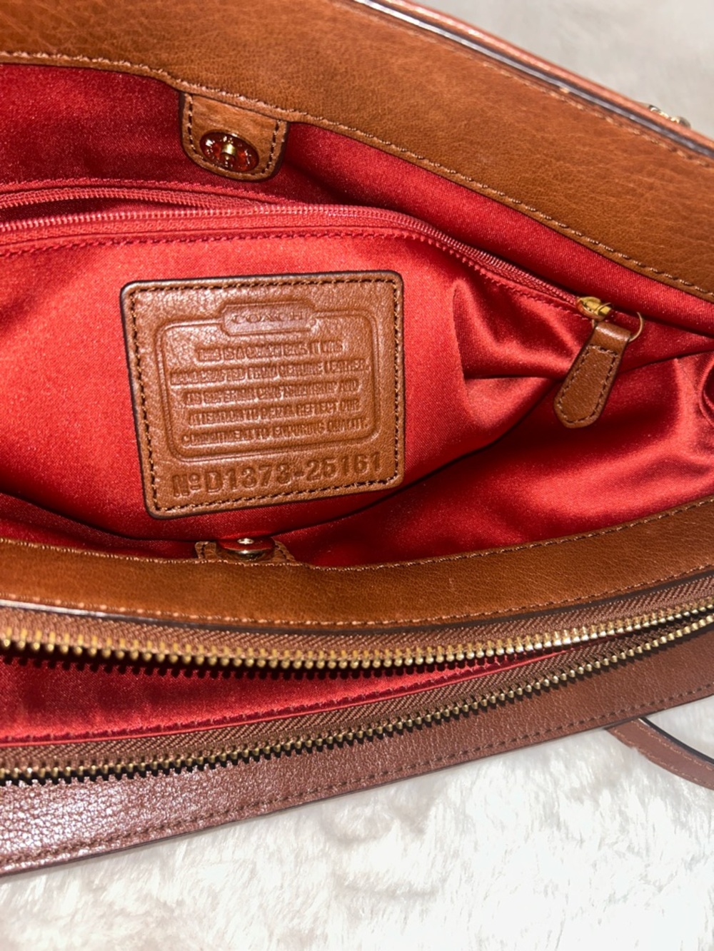 Coach Chestnut Brown Leather Shoulder Bag with Signature Tag 25161 - Picture 13 of 15
